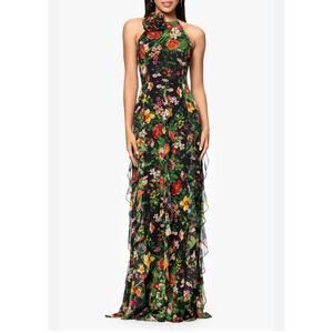 Betsy & Adam Floral Halter Neck Gown - Size 14